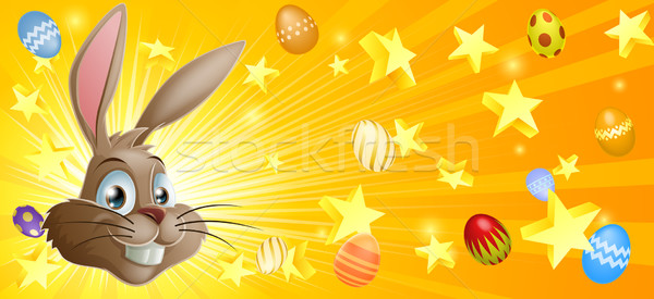 Пасху Пасхальный заяц звезды пасхальных яиц счастливым шоколадом Сток-фото © Krisdog