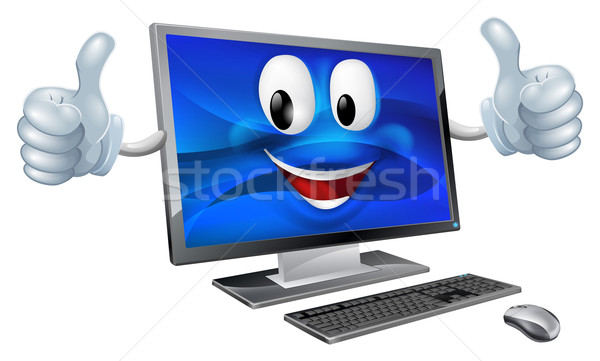 Asztali számítógép kabala aranyos boldog rajz számítógép Stock fotó © Krisdog