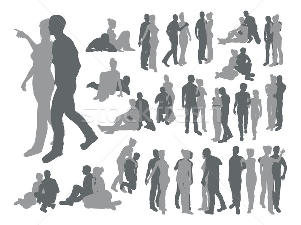 Highly detailed couple silhouettes Stock photo © Krisdog