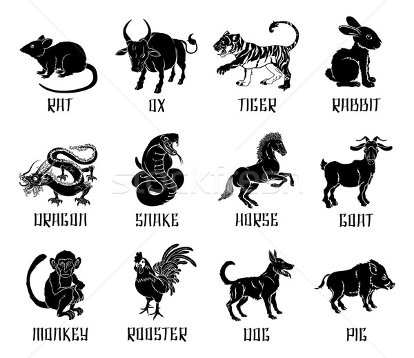 Chinese zodiac animal icons Stock photo © Krisdog