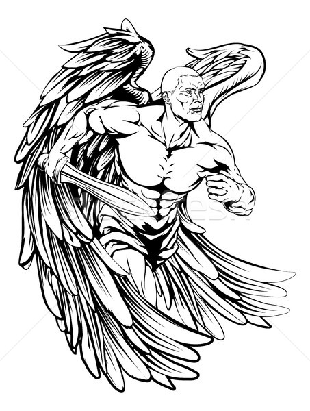 Kard angyal karakter illusztráció harcos sportok Stock fotó © Krisdog
