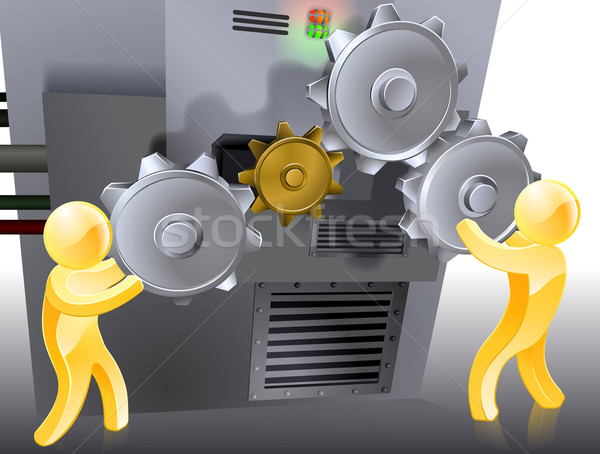 [[stock_photo]]: Engins · personnes · deux · personnes · machine