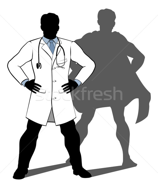 Foto stock: Médico · silhueta · ilustração · em · pé · mãos