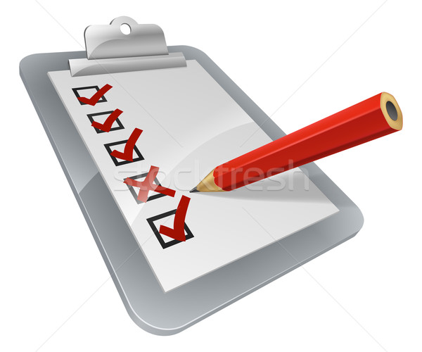 Vágólap felmérés ceruza vélemény szavazás vizsgálat Stock fotó © Krisdog