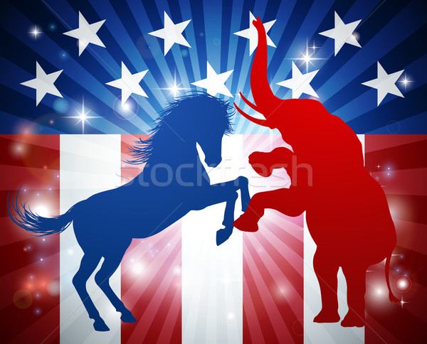 アメリカン 選挙 ロバ 象 シルエット アップ ストックフォト © Krisdog