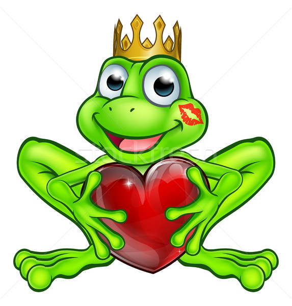 Karikatür kurbağa prens sevmek kalp masal Stok fotoğraf © Krisdog