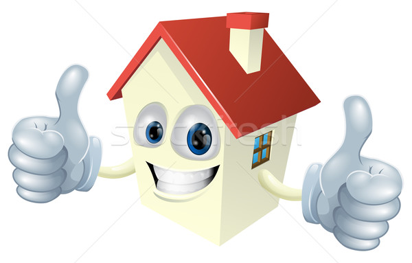 Cartoon huis mascotte illustratie verdubbelen Stockfoto © Krisdog