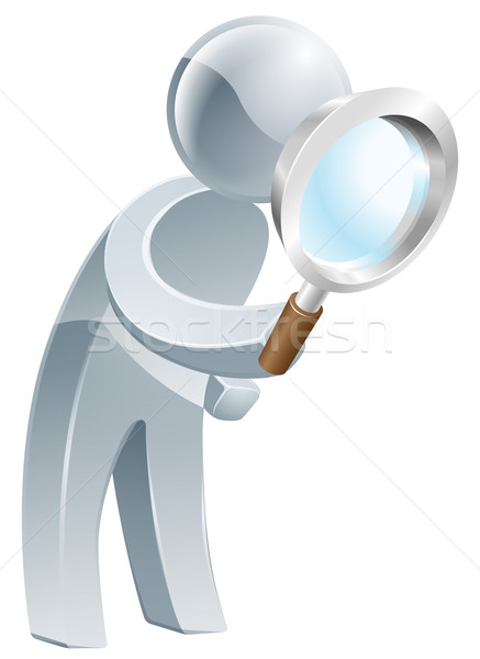 Magnifying glass silver man Stock photo © Krisdog