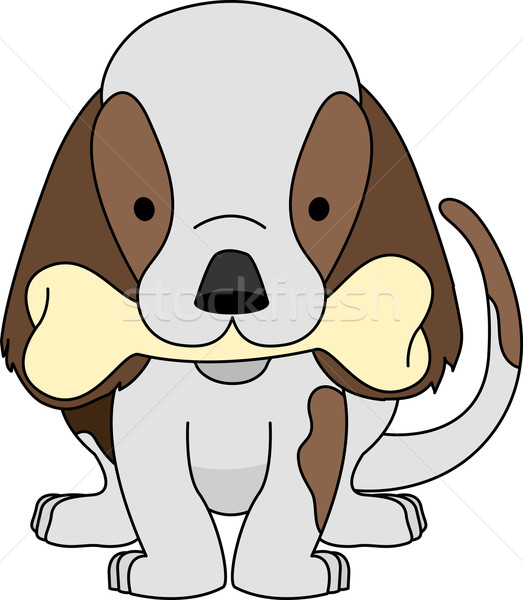 o cachorrinho segurava um osso na boca. e fazer gestos fofos. vetor de  ilustração de desenhos animados de estilo simples 5611273 Vetor no Vecteezy
