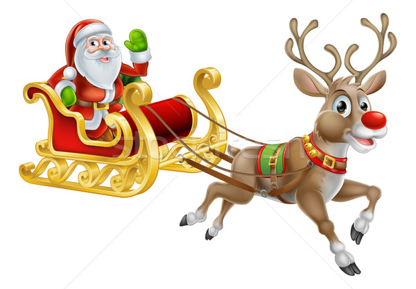 Santa Christmas Sleigh Sled Stock photo © Krisdog