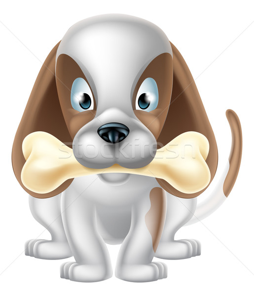 Stock photo: Cartoon Dog and Bone