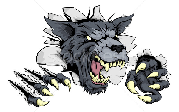 Wolf or Werewolf ripping through Stock photo © Krisdog