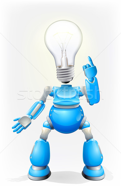 Blue robot light bulb head Stock photo © Krisdog