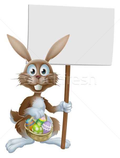 Stok fotoğraf: Paskalya · tavşan · imzalamak · yumurta · sepet