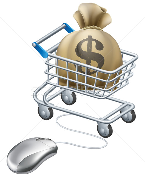 Mouse connected to trolley full of money Stock photo © Krisdog