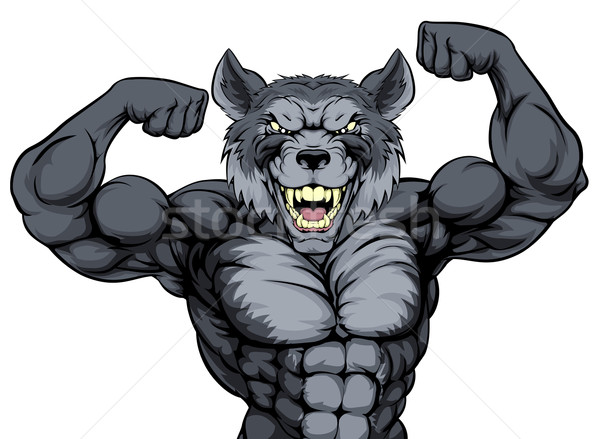 Lobo esportes mascote bíceps Foto stock © Krisdog
