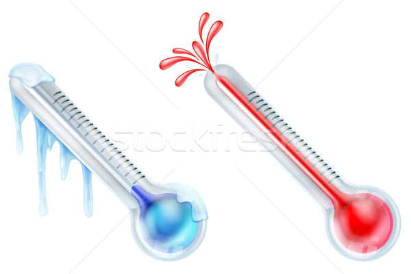 Stock photo: Hot and Cold Thermometer Icons