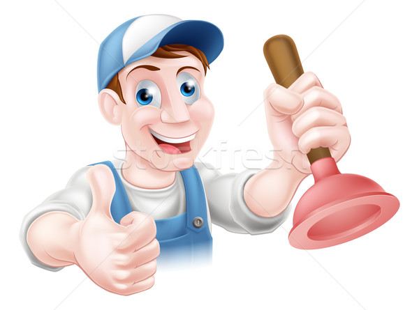 Man holding plunger Stock photo © Krisdog