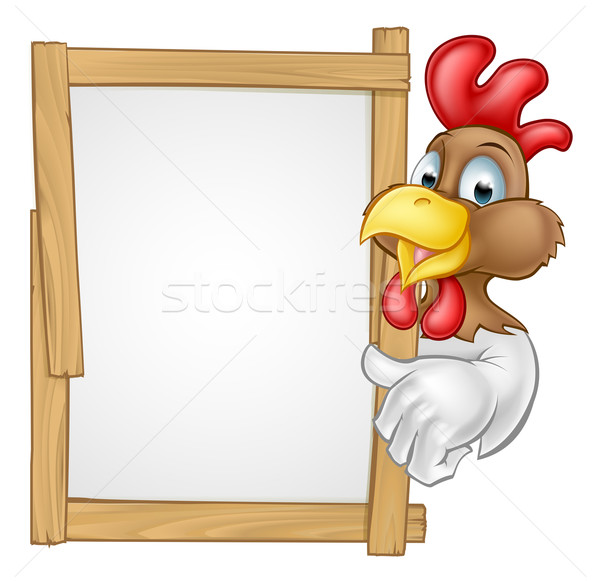 Cartoon Chicken Rooster Sign Stock photo © Krisdog