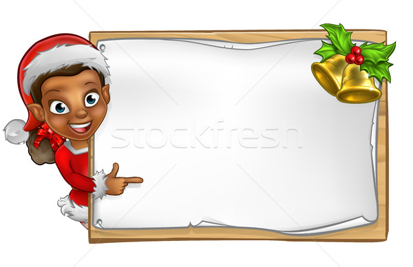 Christmas Santa Helper Elf Character Sign  Stock photo © Krisdog
