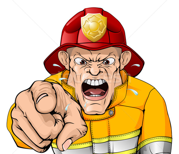Angry fireman cartoon Stock photo © Krisdog