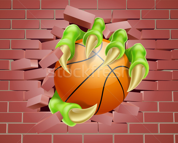 Claw with Basket Ball Breaking Through Brick Wall Stock photo © Krisdog