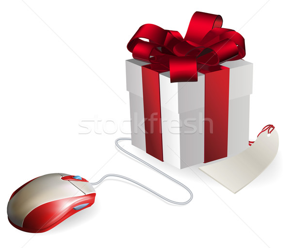 Une souris d'ordinateur cadeau souris attaché achat cadeaux [[stock_photo]] © Krisdog