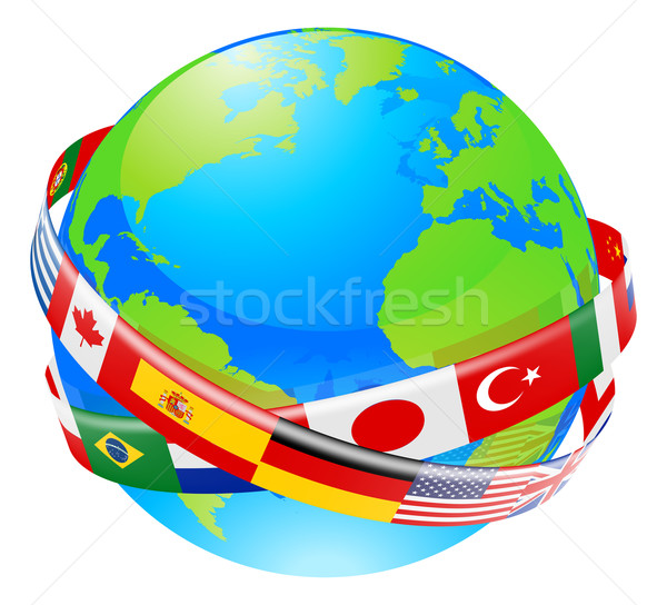 A earth globe with flags of countries Stock photo © Krisdog