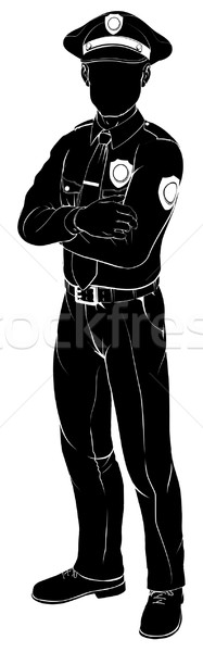 Polizist Polizist Silhouette Illustration stehen Arme Stock foto © Krisdog