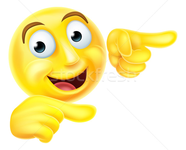 Emoji emoticon smiley pointing Stock photo © Krisdog