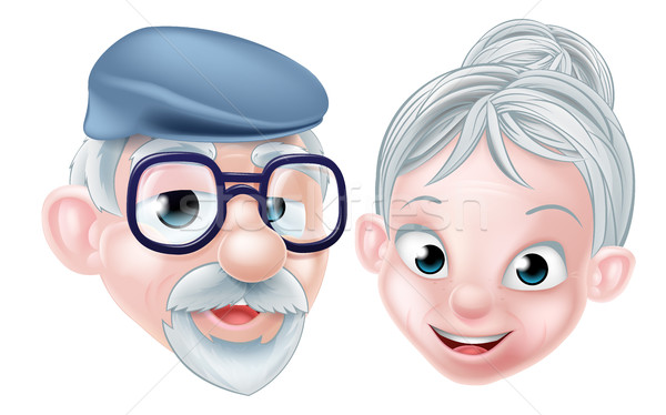 Cartoon Happy Elderly Husband and Wife Stock photo © Krisdog