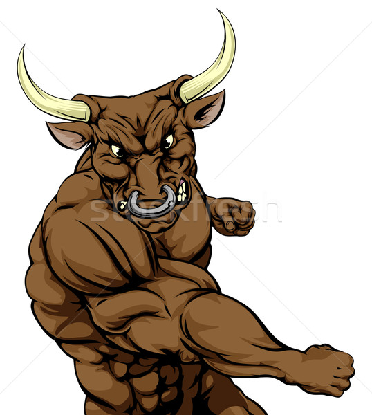 Bull animal sports mascot punching Stock photo © Krisdog