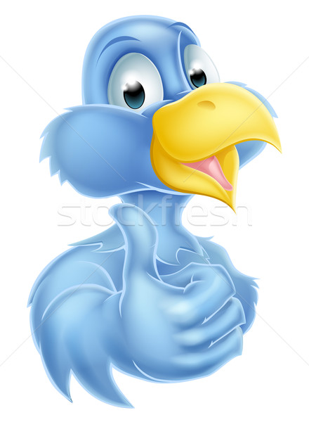 Karikatur Maskottchen blau Vogel Cartoon-Maskottchen Zeichen Stock foto © Krisdog