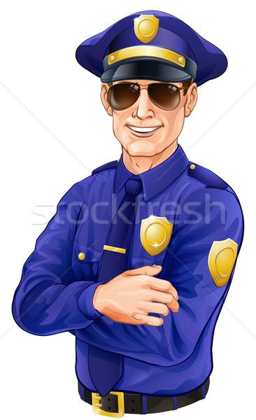 Okulary policjant ilustracja uśmiechnięty uniform Zdjęcia stock © Krisdog