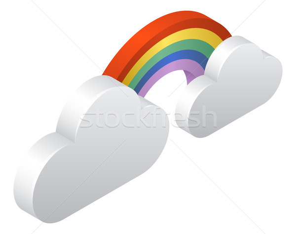 [[stock_photo]]: Rainbow · nuages · météorologiques · icône · 3D · isométrique