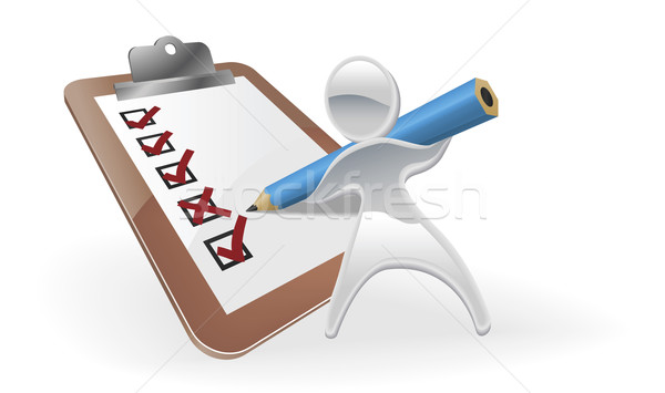 Fémes kabala felmérés visszajelzés rajzfilm kabala karakter Stock fotó © Krisdog