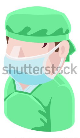 Sebész illusztráció műtősmaszk cserjék férfi orvosi Stock fotó © Krisdog