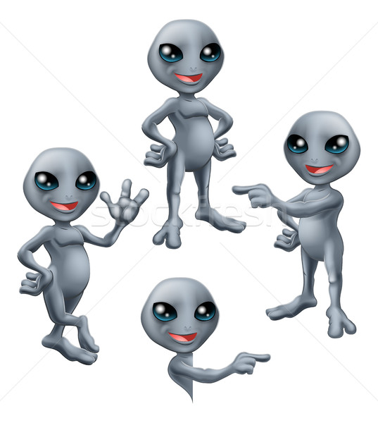 Cartoon Grey Alien Set Stock photo © Krisdog