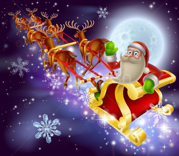 Santa Claus Sleigh Christmas Scene Stock photo © Krisdog