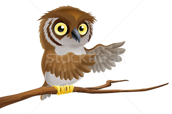 Cartoon owl on branch Stock photo © Krisdog