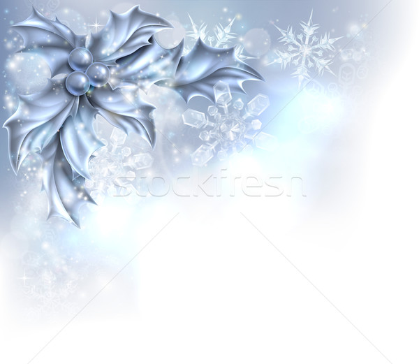 Abstract Silver Christmas Holly Background Stock photo © Krisdog