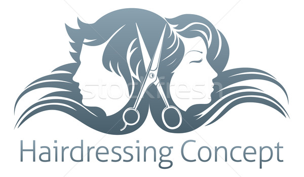 Man and woman hairdresser scissors concept Stock photo © Krisdog