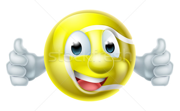 Tennisball Mann Zeichen glücklich Karikatur Maskottchen Stock foto © Krisdog