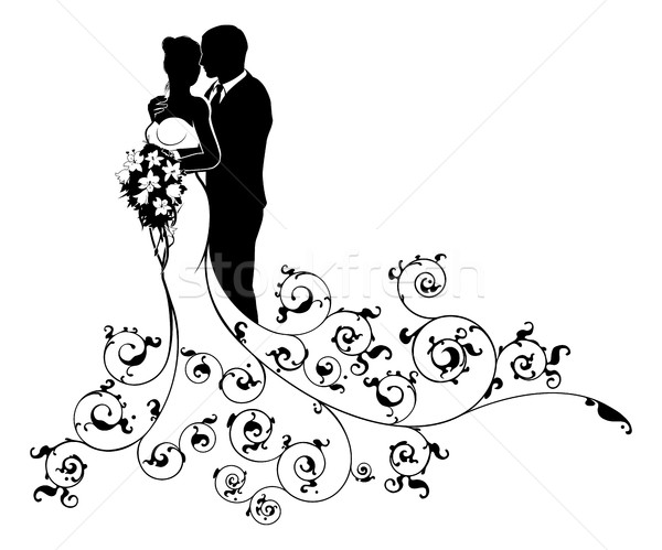 Bride and Groom Couple Wedding Silhouette Abstract Stock photo © Krisdog