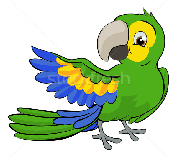 Karikatür papağan maskot sevimli karakter işaret Stok fotoğraf © Krisdog