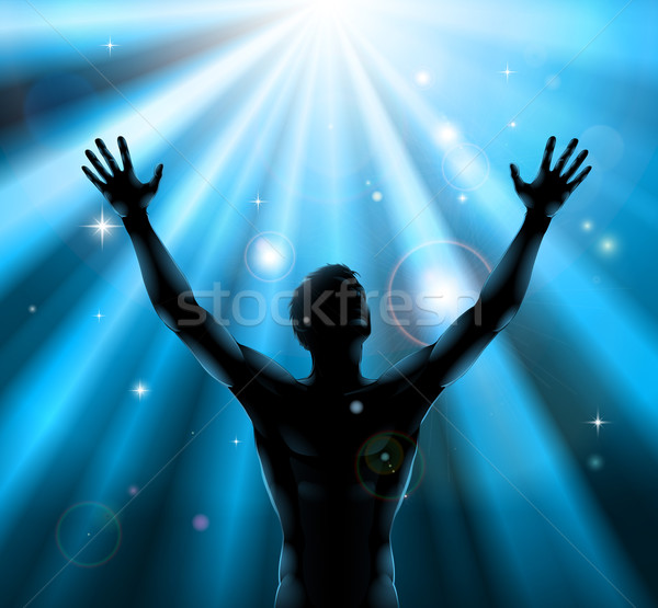 Spiritual man with arms raised up concept Stock photo © Krisdog