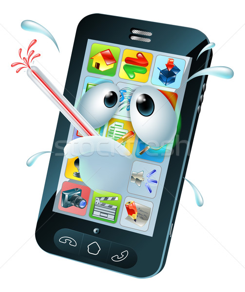 [[stock_photo]]: Virus · mobiles · téléphone · portable · cartoon · téléphone · portable · malaise