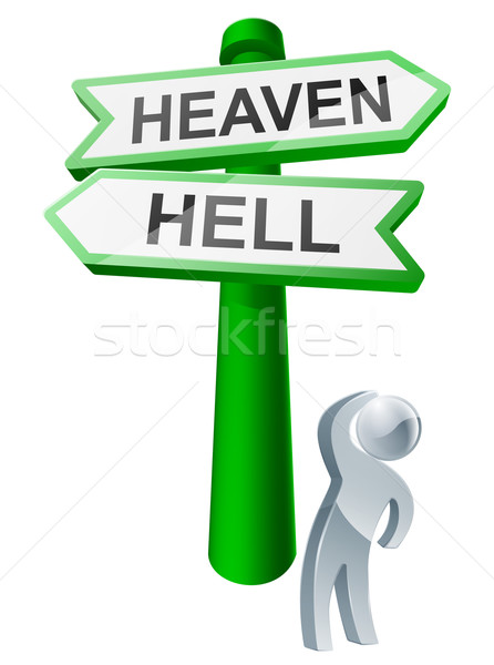 Himmel Hölle Mann Optionen nachschlagen Zeichen Stock foto © Krisdog