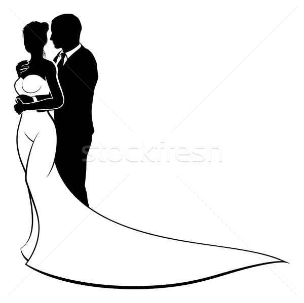 Bruid bruidegom bruiloft silhouet ontwerp paar Stockfoto © Krisdog
