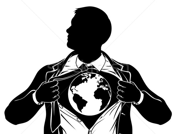 World Globe Business Superhero Tearing Shirt Chest Stock photo © Krisdog